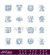 Trophy Winner Success Achievement Award Celebration Icons SVG