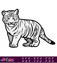 Tiger Clipart White Background Black And White SVG