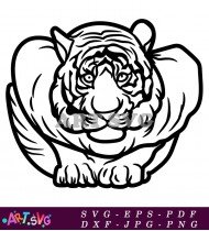 Black And White Tiger Cartoon Vector SVG