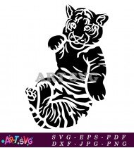 Tiger Clipart Black And White Design SVG