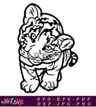 Black And White Tiger Cartoon Clipart SVG