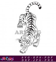 Tiger Clipart Black And White Design Vector SVG