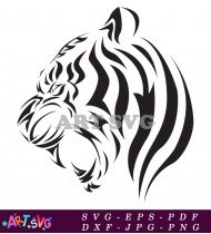 Tiger Head Silhouette With Tribal Patterns SVG