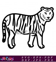 Black And White Striped Tiger Walking SVG