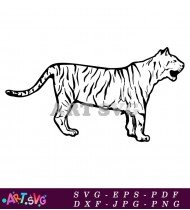 Tiger Silhouette Black And White SVG