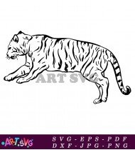 Black And White Tiger Walking SVG 2