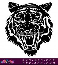 Angry Tiger Head Silhouette SVG