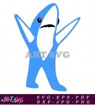 Blue Shark Dancing Funny Cartoon Image SVG