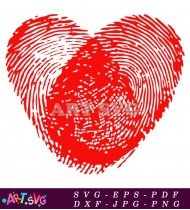 Fingerprint Heart Shape Design Romantic Graphic SVG 1