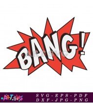 Funny Red Bang Design With White Text SVG