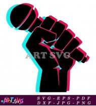 Black Silhouette Fist With Cyan Overlay Design SVG