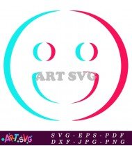 TikTok Smiling Face Red And Blue Graphic SVG