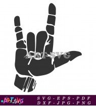 Black Hand Rock On TikTok Design SVG