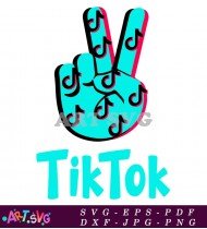 TikTok Peace Sign Blue with White SVG