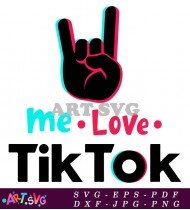 TikTok Me Love Rock Hand Design SVG