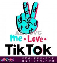 Peace Sign TikTok Me Love Black and Red SVG