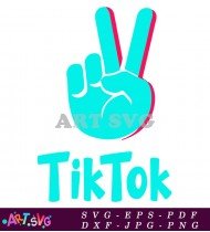 Peace Sign TikTok Logo Blue and Red SVG 2