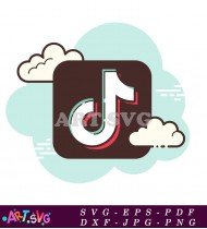 Tiktok Logo in Brown with a Cloud SVG