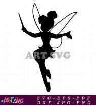 Flying Fairy Silhouette With Stars Vector SVG