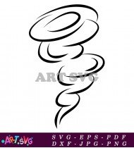 Tornado Line Art Black And White Simple Design SVG