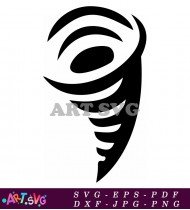 Stylish Black Tornado Silhouette Vector Art SVG