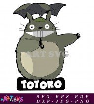 Totoro Holding Umbrella Cartoon Movie Character SVG