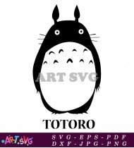 Totoro Cartoon Character Black Silhouette SVG