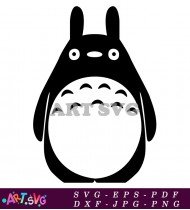 Cartoon Totoro Face with Big Eyes and Smile SVG 2