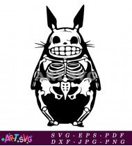 Cartoon Totoro Skeleton Face with Big Eyes SVG