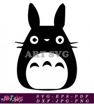 Cartoon Totoro in Black and White SVG