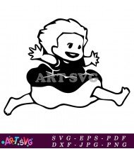 Black And White Cartoon Totoro Girl SVG