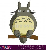 Totoro Cartoon Sitting On Branch With Feet SVG