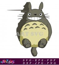 Grey Cartoon Totoro Big Eyes Smiling SVG