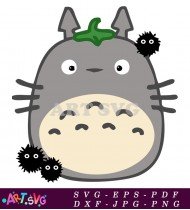 Cartoon Totoro With Little Totoros Friend SVG