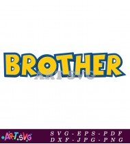 Yellow BROTHER in Blue Outline Comic Font SVG