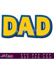 Yellow DAD in Blue Outline Comic Font SVG