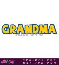 Yellow GRANDMA in Blue Outline Comic Font SVG