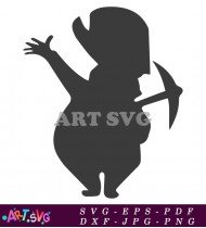 Silhouette of Woody Holding a Pickaxe SVG