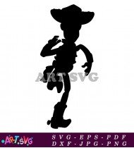 Silhouette of Buzz Lightyear Running Cartoon SVG