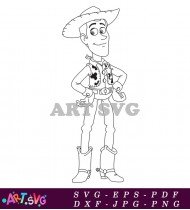 Coloring Page Woody Cartoon Toy Story Character SVG 1