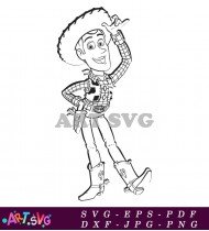 Coloring Page Woody Toy Story Character Outline SVG