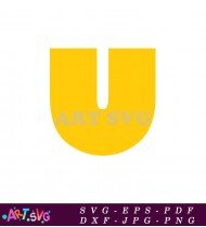 Yellow Letter U White Background Isolated Clip Art SVG