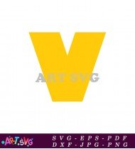 Yellow Letter V Cartoon Style Clip Art SVG 1