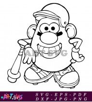 Mr Potato Head Silhouette Outline Baseball Simple SVG 1