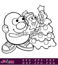 Mr Potato Head Silhouette Outline Christmas Tree SVG 1