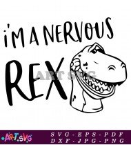 Rex Silhouette Outline Toy Story Dinosaur Nervous SVG 1