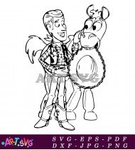 Black and White Toy Story Woody SVG