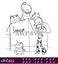 Black and White Toy Story Characters Coloring SVG