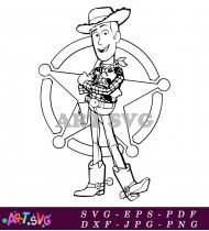 Coloring Page Of Toy Story Woody Character SVG