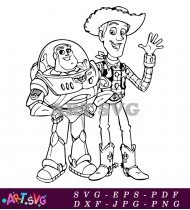 Woody and Buzz Toy Story Coloring Page SVG